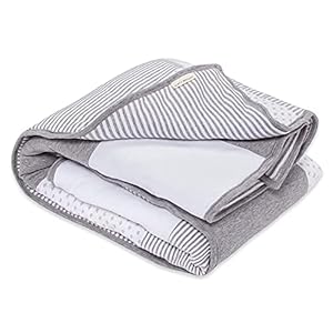 Burt’s Bees Baby – Dottie Bee Reversible Quilt, 100% Organic and 100% Polyester Fill (Heather Grey)