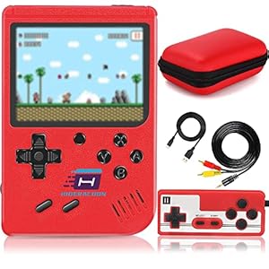 Retro Handheld Game Console, Portable Mini Arcade Machines Built-in 400 Classical FC Games, Portable Handheld Video Games for Kids and Adult, Gameboy Console Box Support TV Output. (Red)