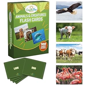 Animal, Insect and Ocean Creatures Flash Cards – 100 Educational Flashcards for Children and Adults – for Speech Therapy Materials, ESL, Toddler Learning, Dementia Activities and More