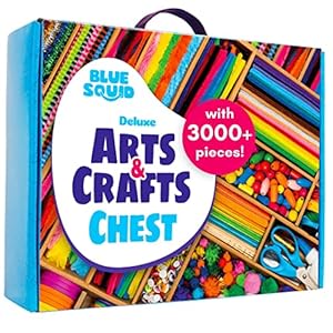 Blue Squid Arts and Crafts for Kids – *New 3000+ Piece Deluxe Craft Chest – Giant Craft Box for Kids Art Supplies – Craft Kits for Kids Ages 4-12